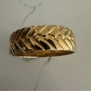 J. Crew Wide Herringbone Braided Woven Bandle Bracelet in Gold Tone 3/4" Wide